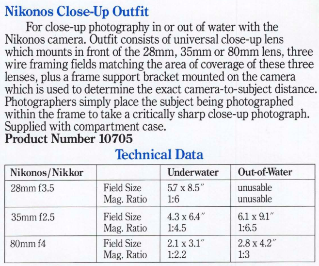 Nikon Nikonos Close-Up Lens Outfit