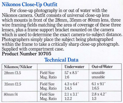 Nikon Nikonos Close-Up Lens Outfit